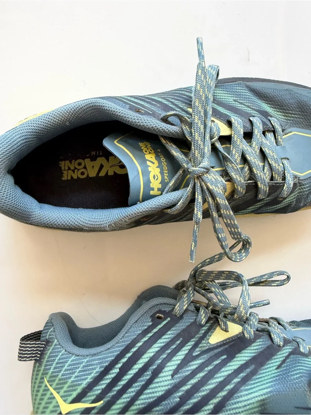 Hoka Women's Blue & Yellow Trail Runners Shoe Sneakers 8.5
